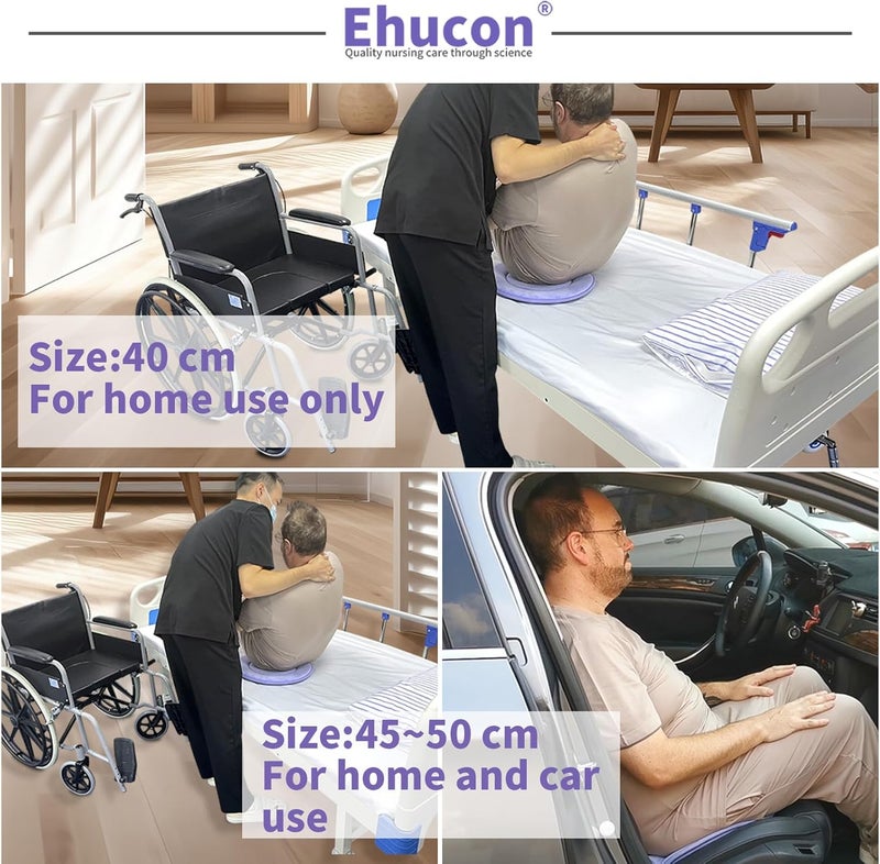Ehucon 360 Degree Swivel Seat Cushion for Car,Rotating Seat Cushion Pivot Disc Pad for Elderly,Swivel Car Seat Chair Assist to Turning Easily from Bed to Wheelchair(Pack of 1 Count(19.6"X19.6")) - Image 2
